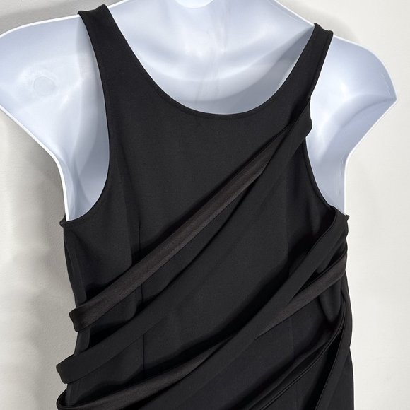 Halston Heritage Sleeveless Scoop-Neck Mini Dress w/ Draped Strappy Detail Black - Picture 11 of 16
